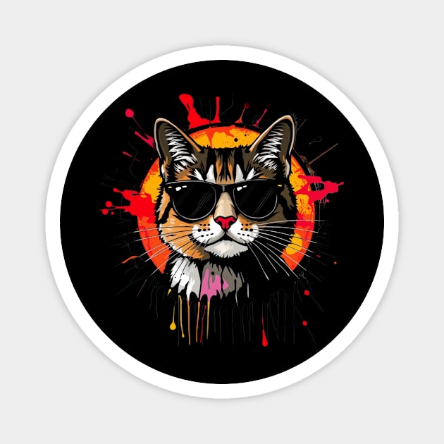 Cool Cat (Jackson Pollock inspiration) Magnet by Pete the Cat Guy